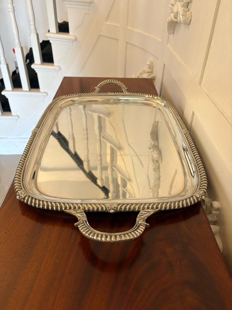 Outstanding Quality Antique Victorian Silver Plated Tea Tray by Elkington & Co. - Image 3